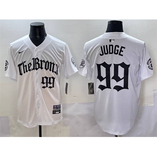 Men's New York Yankees #99 Aaron Judge White 'Gothic Legacy Edition' Vapor Premier Limited Stitched Baseball Jersey - Ujersey