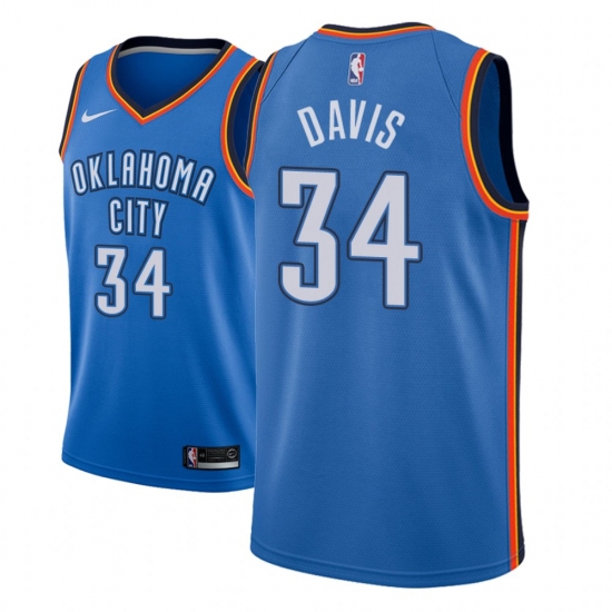 Men NBA 2018-19 Oklahoma City Thunder #34 Tyler Davis Icon Edition Blue Jersey - Ujersey