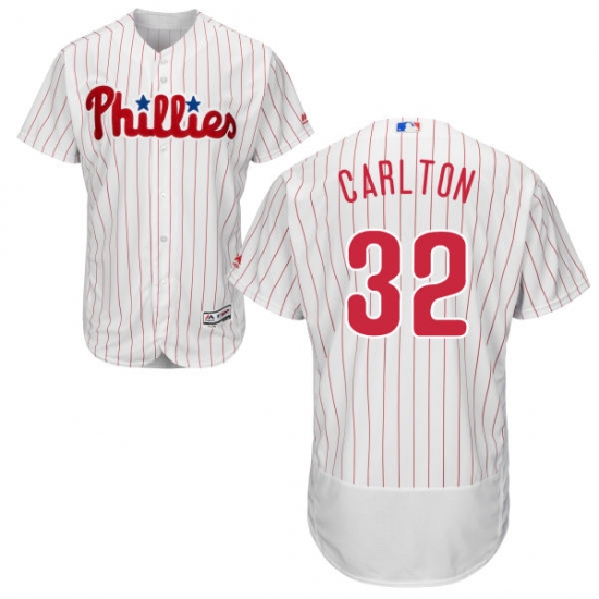 Men's Majestic Philadelphia Phillies #32 Steve Carlton White Home Flex Base Authentic Collection MLB Jersey