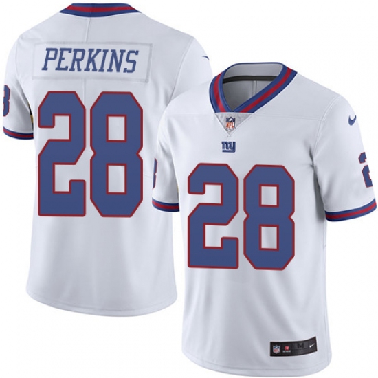 Men's Nike New York Giants #28 Paul Perkins Limited White Rush Vapor Untouchable NFL Jersey - Ujersey