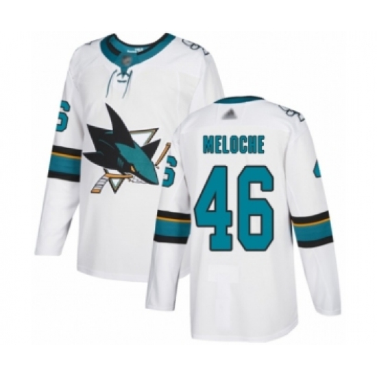 Youth San Jose Sharks #46 Nicolas Meloche Authentic White Away Hockey Jersey - Ujersey