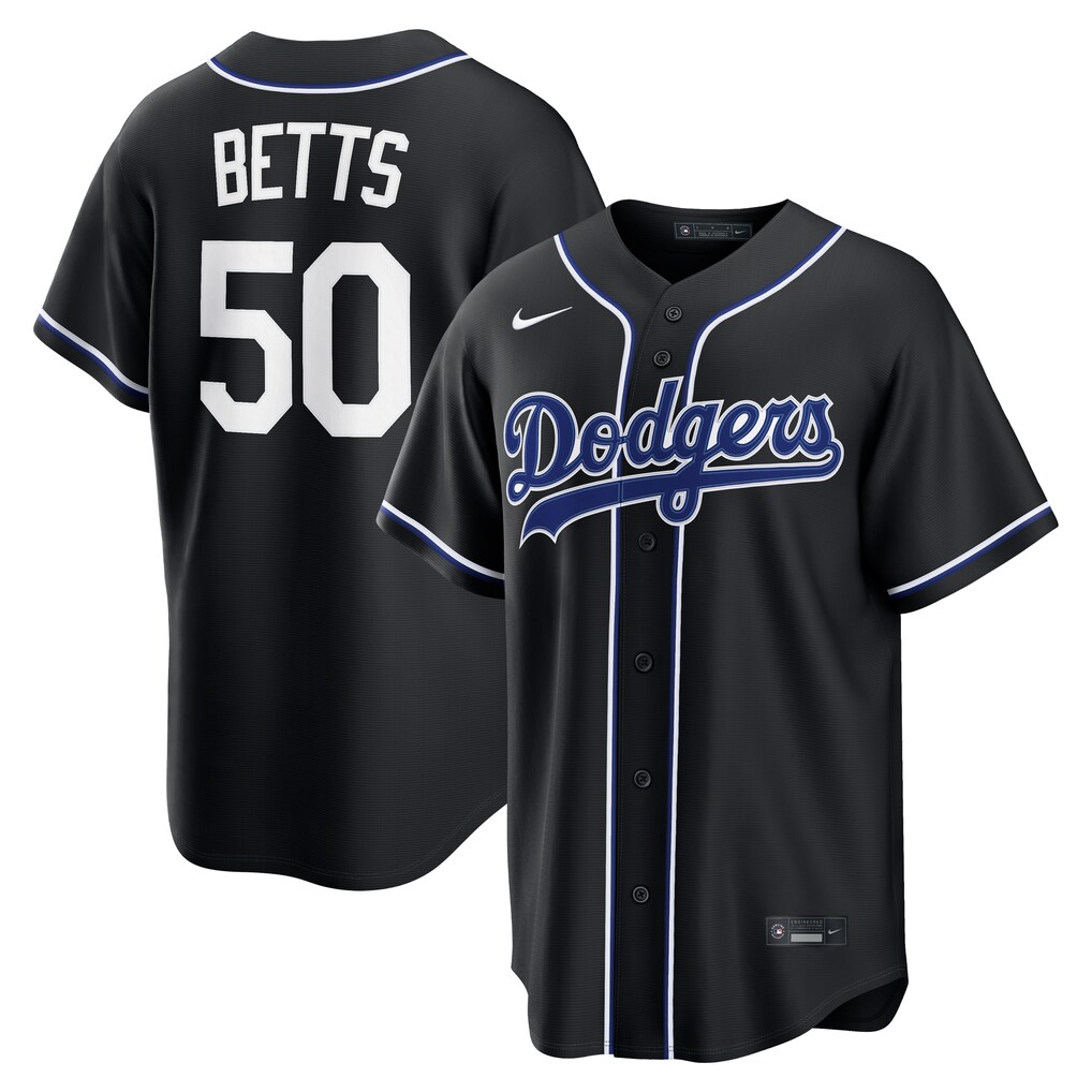 Men's Los Angeles Dodgers Mookie Betts Nike Fashion Replica Black Out Jersey - U-jersey