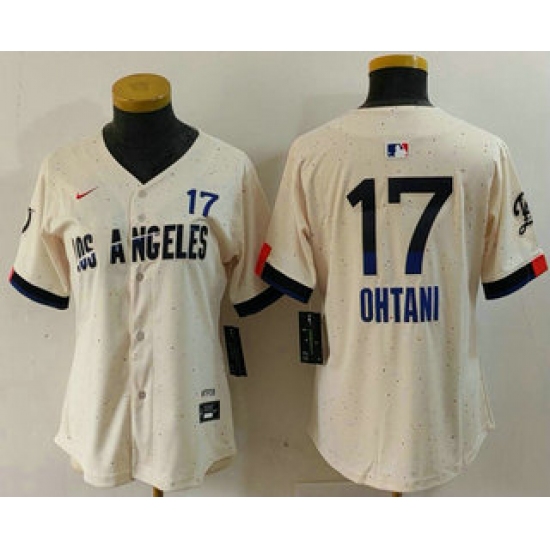 Women's Los Angeles Dodgers #17 Shohei Ohtani Cream 2024 City Connect Limited Jersey - Ujersey