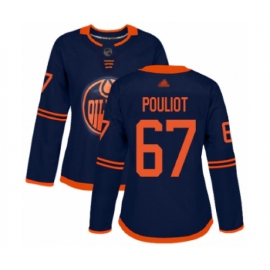 Women's Edmonton Oilers #67 Benoit Pouliot Authentic Navy Blue Alternate Hockey Jersey