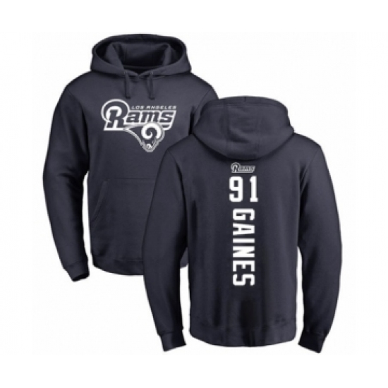 Football Los Angeles Rams #91 Greg Gaines Navy Blue Backer Pullover Hoodie - Ujersey