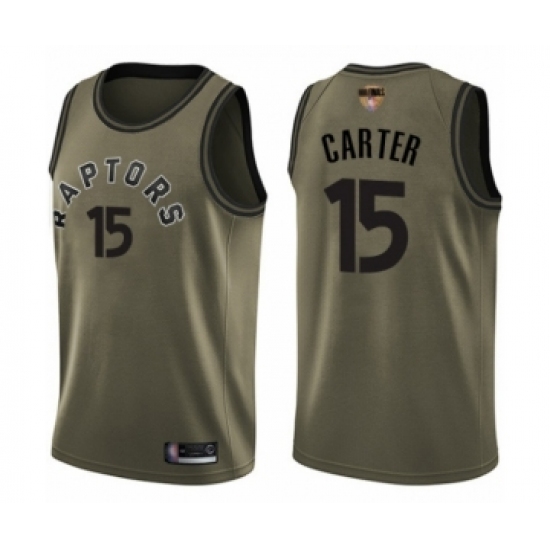 Youth Toronto Raptors #15 Vince Carter Swingman Green Salute to Service 2019 Basketball Finals Bound Jersey - Ujersey