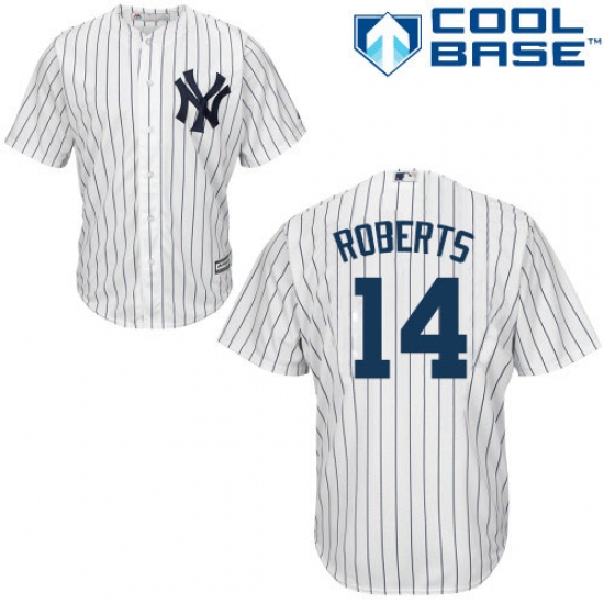 Men's Majestic New York Yankees #14 Brian Roberts Replica White Home MLB Jersey - Ujersey