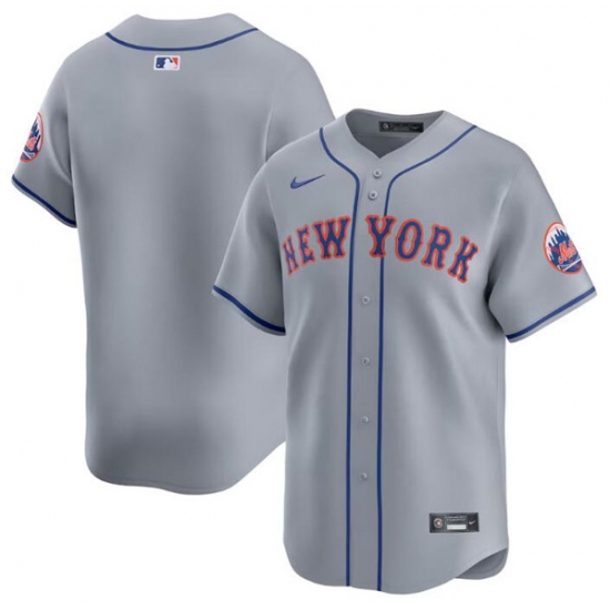 Men's New York Mets Blank 2024 Gray Away Limited Stitched Baseball Jersey