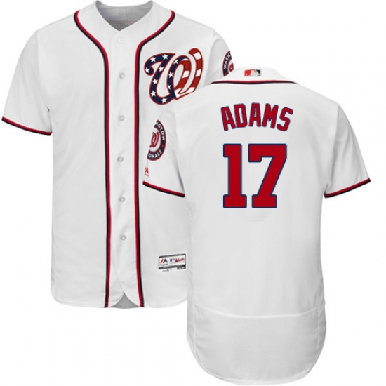 Men's Majestic Washington Nationals #17 Matt Adams White Home Flex Base Authentic Collection MLB Jersey - Ujersey