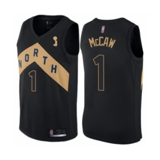 Women's Toronto Raptors #1 Patrick McCaw Swingman Black 2019 Basketball Finals Champions Jersey - City Edition - Ujersey