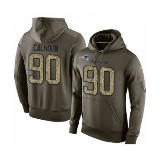Football New England Patriots #90 Shilique Calhoun Green Salute To Service Men's Pullover Hoodie - Ujersey