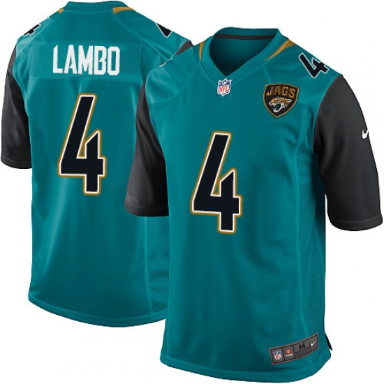 Men's Nike Jacksonville Jaguars #4 Josh Lambo Game Teal Green Team Color NFL Jersey