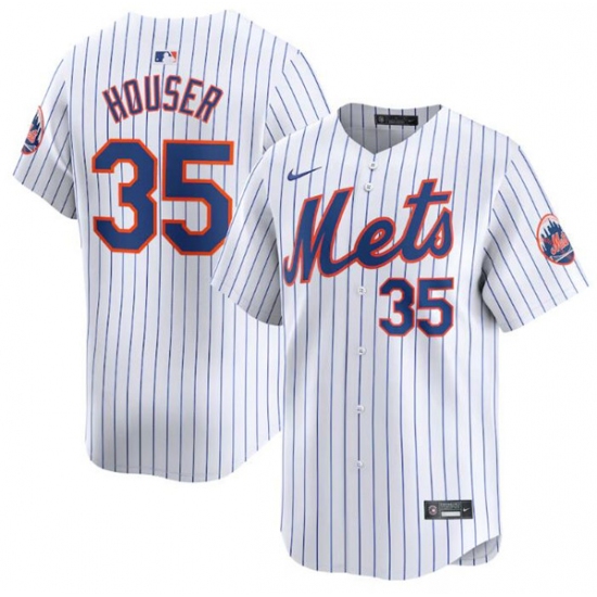 Men's New York Mets #35 Adrian Houser White 2024 Home Limited Stitched Baseball Jersey - Ujersey