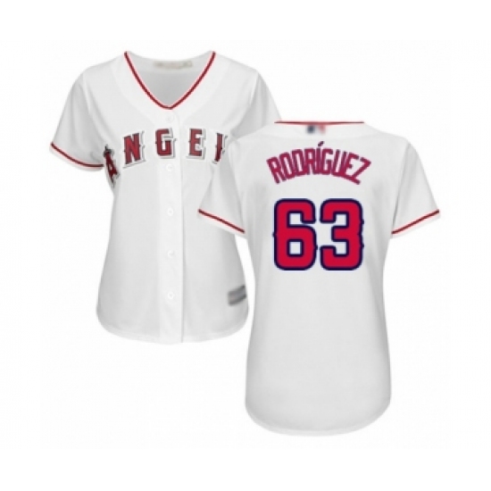 Women's Los Angeles Angels of Anaheim #63 Jose Rodriguez Authentic White Home Cool Base Baseball Player Jersey - Ujersey