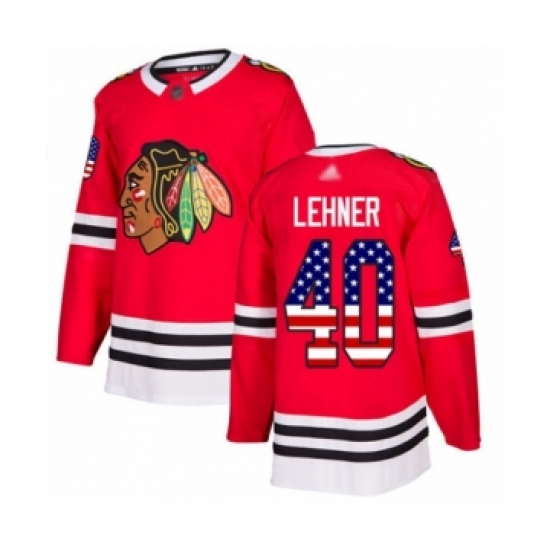 Youth Chicago Blackhawks #40 Robin Lehner Authentic Red USA Flag Fashion Hockey Jersey - Ujersey