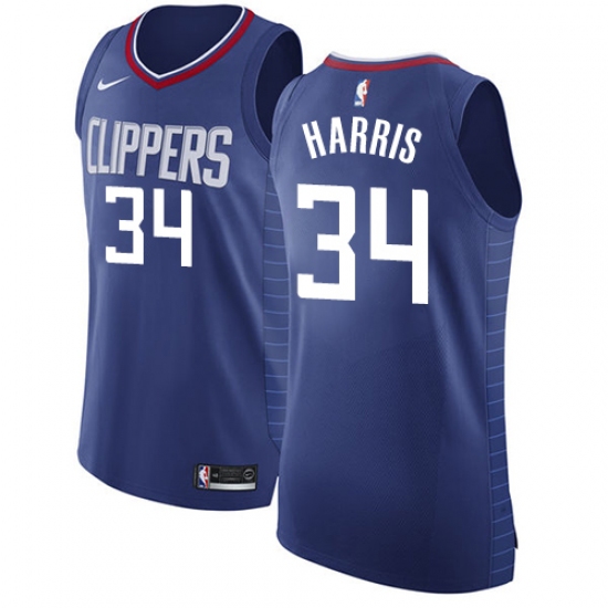 Women's Nike Los Angeles Clippers #34 Tobias Harris Authentic Blue Road NBA Jersey - Icon Edition