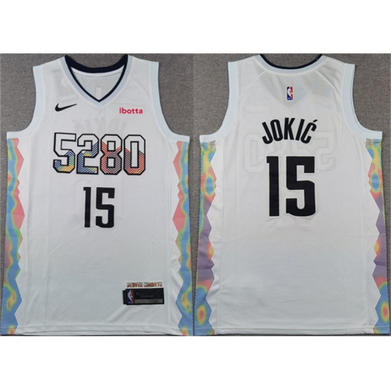 Men's Denver Nuggets #15 Nikola Jokic White 2024 25 City Edition Stitched Basketball Jersey - ujerseystore