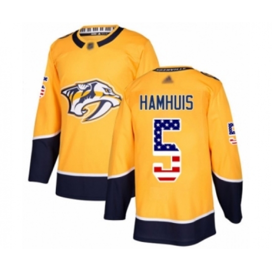Youth Nashville Predators #5 Dan Hamhuis Authentic Gold USA Flag Fashion Hockey Jersey - Ujersey