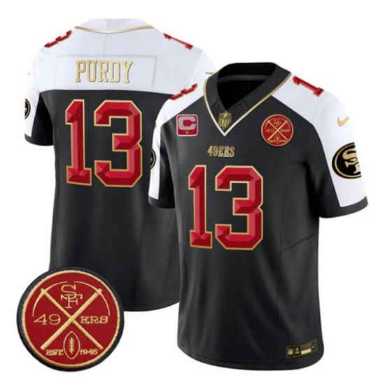 Men's San Francisco 49ers #13 Brock Purdy Black Alternate F.U.S.E. 1-Star C With Est.1946 Vapor Limited Football Stitched Jersey - Ujersey