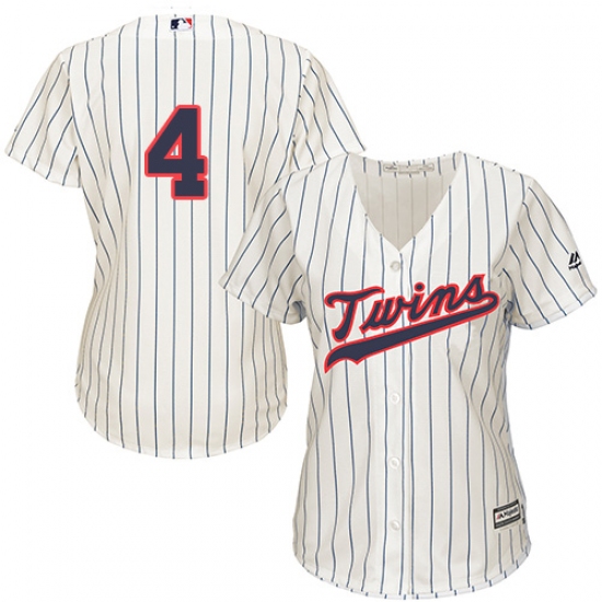 Women's Majestic Minnesota Twins #4 Paul Molitor Authentic Cream Alternate Cool Base MLB Jersey - Ujersey