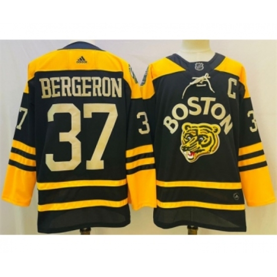 Men's Boston Bruins #37 Patrice Bergeron Black Classic Primegreen Stitched Jersey - Ujersey