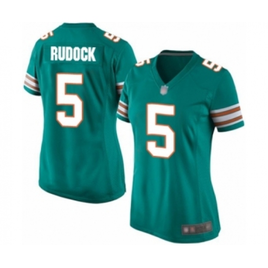 Women's Miami Dolphins #5 Jake Rudock Game Aqua Green Alternate Football Jersey - Ujersey