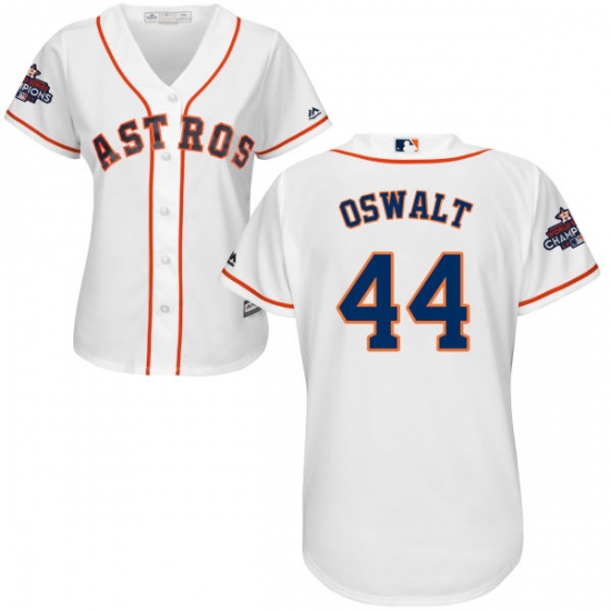 Women's Majestic Houston Astros #44 Roy Oswalt Authentic White Home 2017 World Series Champions Cool Base MLB Jersey - Ujersey