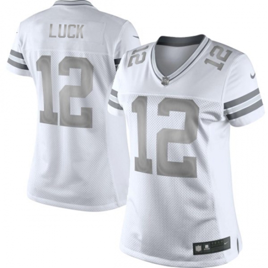 Women's Nike Indianapolis Colts #12 Andrew Luck Limited White Platinum NFL Jersey - Ujersey
