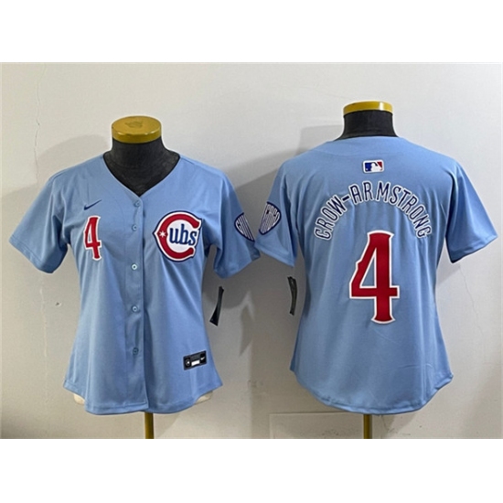 Youth Chicago Cubs #4 Pete Crow-Armstrong Blue 2024-25 2nd Alternate Limited Stitched Baseball Jersey