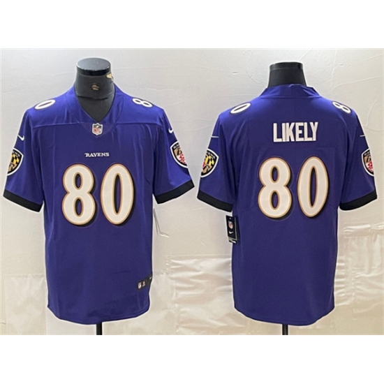 Men's Baltimore Ravens #80 Isaiah Likely Purple Vapor Limited Football Limited Jersey - Ujersey