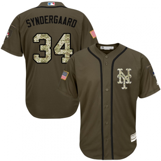 Men's Majestic New York Mets #34 Noah Syndergaard Authentic Green Salute to Service MLB Jersey - Ujersey