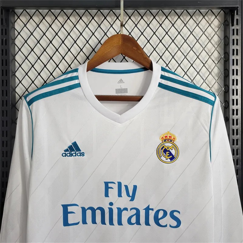 Real Madrid Retro Jersey Home Long Sleeve Custom Soccer Shirt 2017/18 - ujerseystore