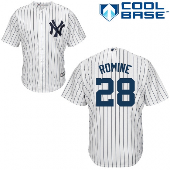 Youth Majestic New York Yankees #28 Austin Romine Replica White Home MLB Jersey