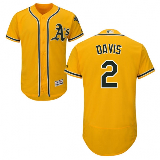 Men's Majestic Oakland Athletics #2 Khris Davis Gold Flexbase Authentic Collection MLB Jersey - Ujersey