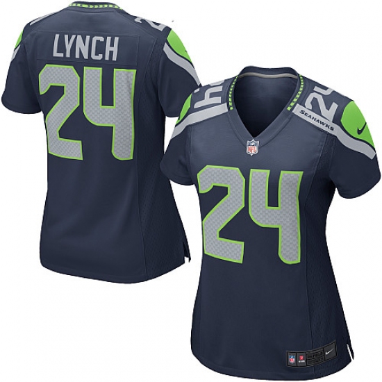 Women's Nike Seattle Seahawks #24 Marshawn Lynch Game Steel Blue Team Color NFL Jersey - Ujersey