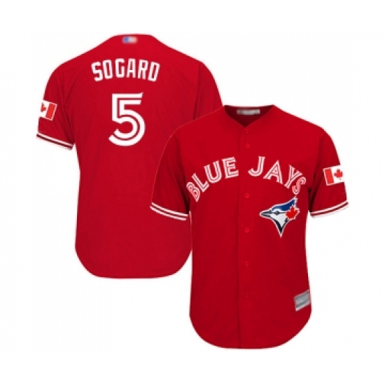 Youth Toronto Blue Jays #5 Eric Sogard Replica Scarlet Alternate Baseball Jersey - Ujersey