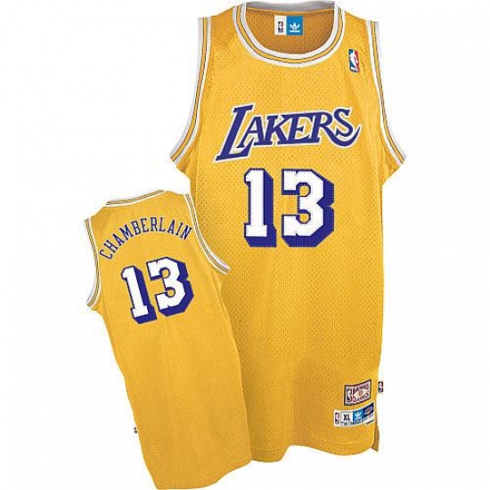 Men's Adidas Los Angeles Lakers #13 Wilt Chamberlain Authentic Gold Throwback NBA Jersey - Ujersey