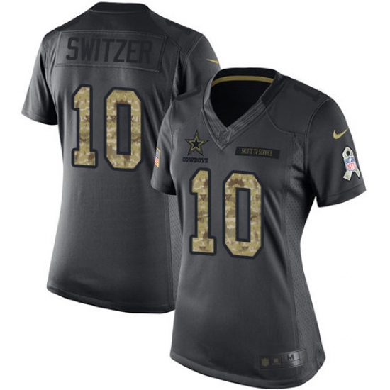 Women's Nike Dallas Cowboys #10 Ryan Switzer Limited Black 2016 Salute to Service NFL Jersey - Ujersey