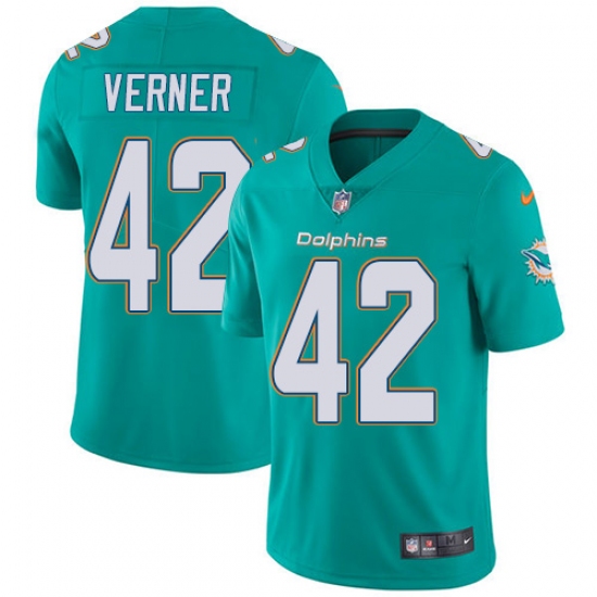 Youth Nike Miami Dolphins #42 Alterraun Verner Aqua Green Team Color Vapor Untouchable Limited Player NFL Jersey - Ujersey