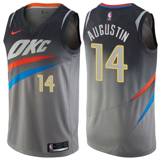 Women's Nike Oklahoma City Thunder #14 D.J. Augustin Swingman Gray NBA Jersey - City Edition - Ujersey
