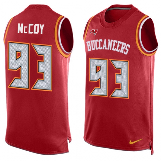 Men's Nike Tampa Bay Buccaneers #93 Gerald McCoy Limited Red Player Name & Number Tank Top NFL Jersey - Ujersey