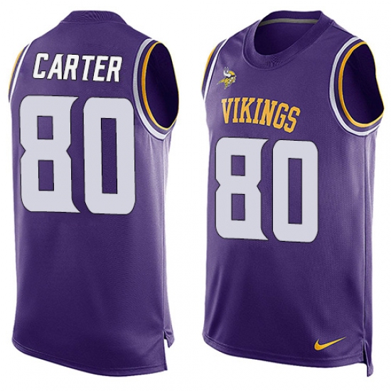 Men's Nike Minnesota Vikings #80 Cris Carter Limited Purple Player Name & Number Tank Top NFL Jersey - Ujersey