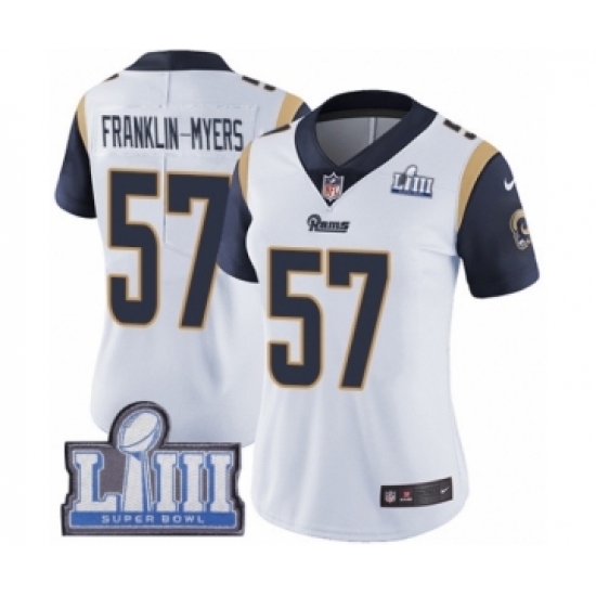 Women's Nike Los Angeles Rams #57 John Franklin-Myers White Vapor Untouchable Limited Player Super Bowl LIII Bound NFL Jersey - Ujersey