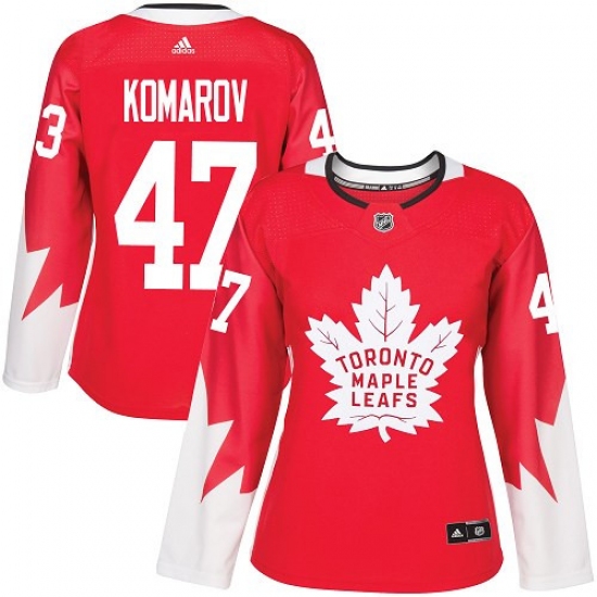 Women's Adidas Toronto Maple Leafs #47 Leo Komarov Authentic Red Alternate NHL Jersey - Ujersey