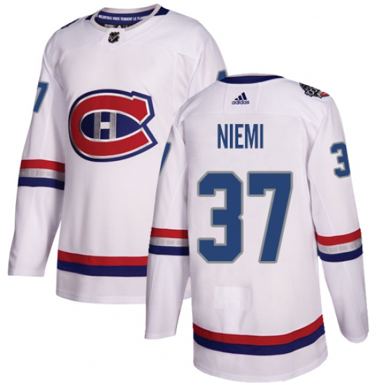Men's Adidas Montreal Canadiens #37 Antti Niemi Authentic White 2017 100 Classic NHL Jersey - Ujersey