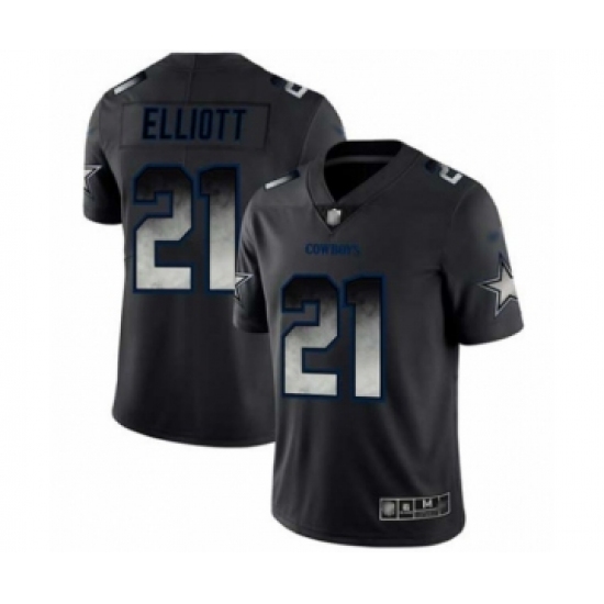 Men's Dallas Cowboys #21 Ezekiel Elliott Black Smoke Fashion Limited Football Jersey - Ujersey