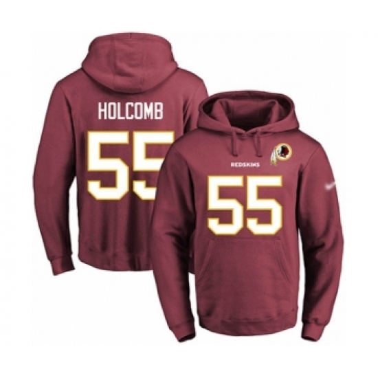 Football Men's Washington Redskins #55 Cole Holcomb Red Name & Number Pullover Hoodie - Ujersey