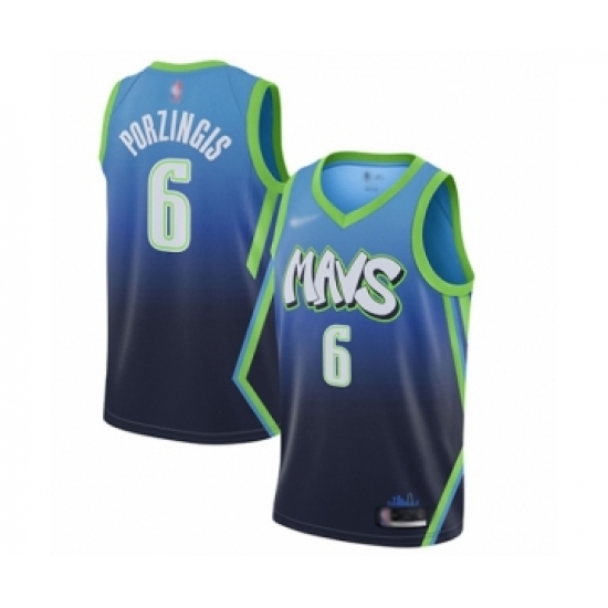 Men's Dallas Mavericks #6 Kristaps Porzingis Swingman Blue Basketball Jersey - 2019 20 City Edition - Ujersey