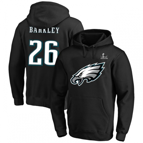 Men's Philadelphia Eagles #26 Saquon Barkley Black Super Bowl LIX Big & Tall Name & Number Pullover Hoodie - Ujersey