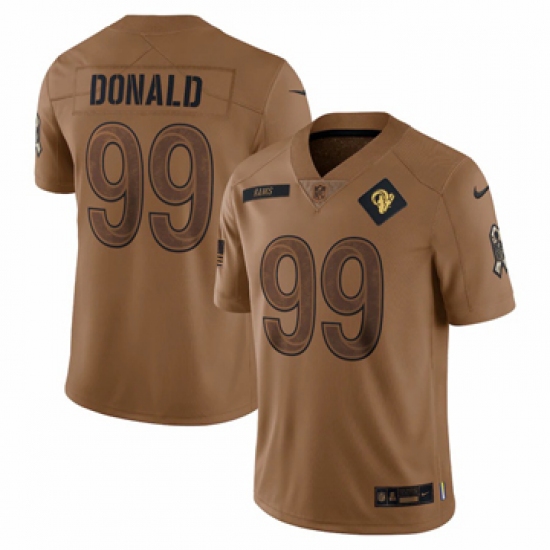 Men's Los Angeles Rams #99 Aaron Donald Nike Brown 2023 Salute To Service Limited Jersey - Ujersey